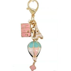 Piper K Gold and Pink Hot Air Balloon Keychain/Bag Charm